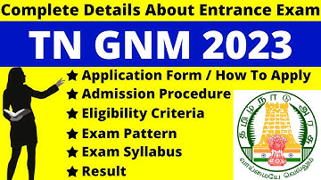 TN GNM 2023 Full Details: Notification, Date, Application, Syllabus, Pattern Eligibility, Admit Card