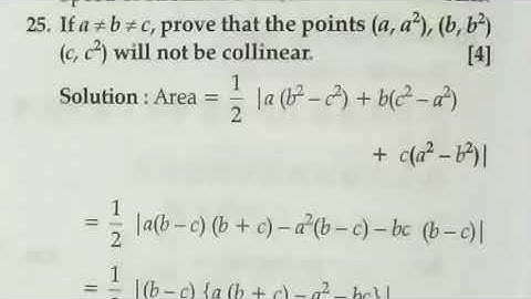 If a≠b≠c≠,prove that the points(a,a²),(b,b²),(c,c²) will not be collinear.