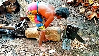 Amazing Homemade Log Splitter-Wood Processing Machine