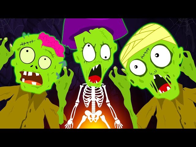 Five Funny Zombies Jumping On The Grave | Zombie Family - Funny Halloween Songs For Children class=