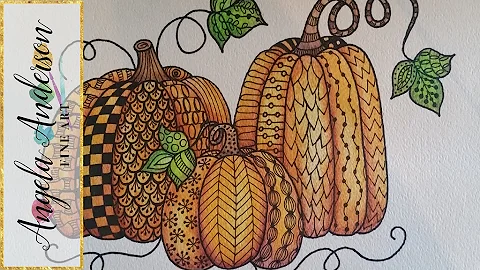 Easy Pumpkin Zentangle Watercolor | Live Painting ...