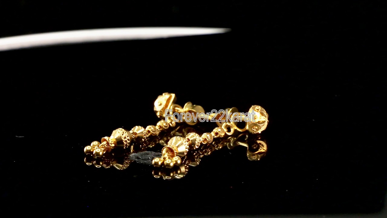 Beautiful  Solid  Gold Modern Design screw back Drop Earrings For Ladies Forever22karat