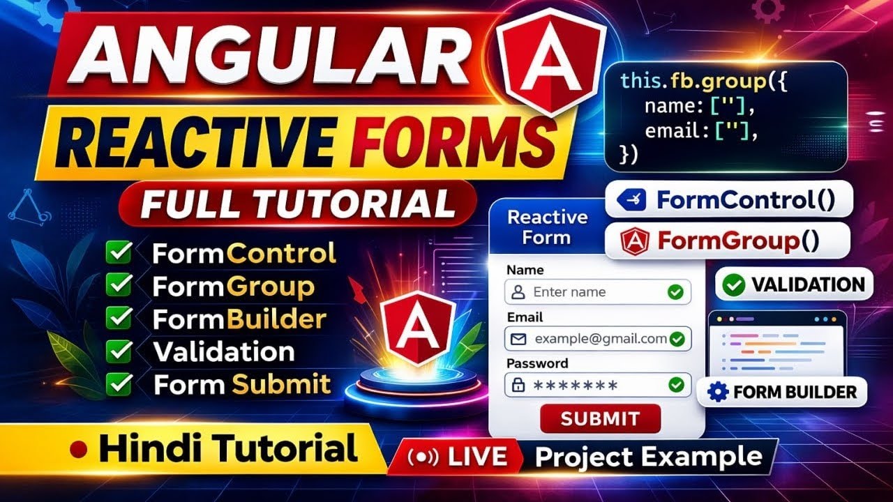 Angular Reactive Forms Full Tutorial in Hindi | FormControl FormGroup ...