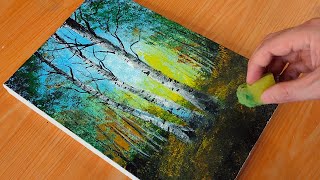 Birch Trees painting / Acrylic Painting for Beginners / STEP by STEP