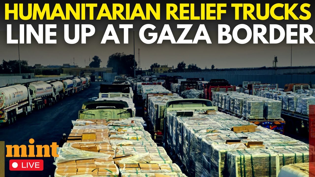 LIVE: Rafah Crossing Sees First Major Aid Trucks Ready For Gaza Relief | Israel | Middle East