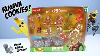 Fortnite Toys Gingerbread Set Peely and Longshot Unboxing Jazwares