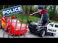 Artem and Lightning McQueen Play with New Toy Power Wheel Police Car - Review Ride On Car