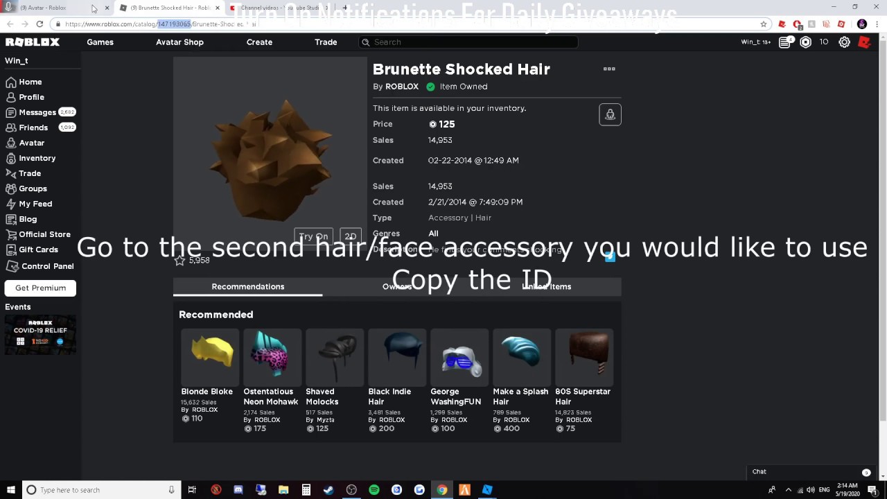 Roblox How To Wear 2 Hairs At Once 2 Face Accessories At Once Youtube - roblox how to hide all accesories except hair