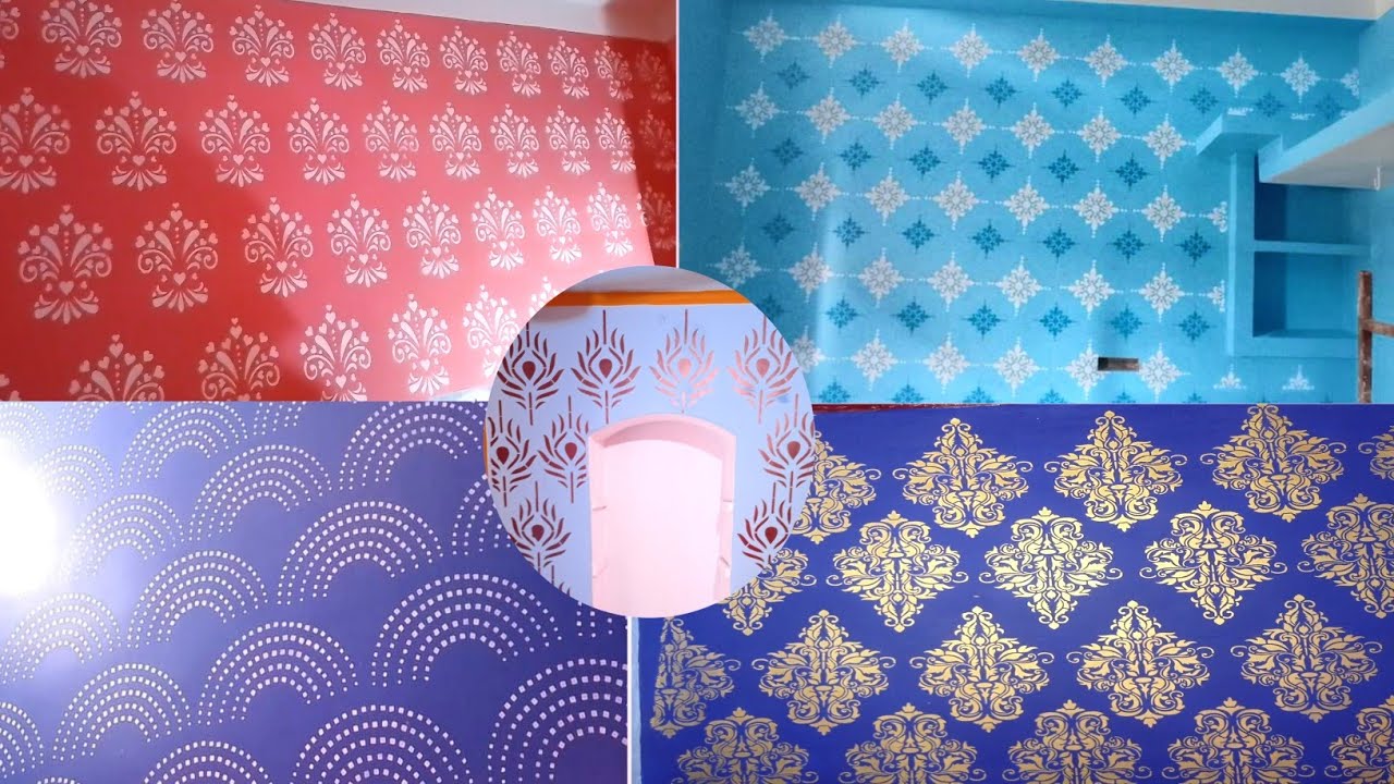 5 Best Stencil Wall Painting Design Ideas For Bed room stencil paper* youtube YouTube