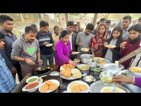Bustling Indian Street Food Stall | Husband and Wife Duo Serving Up Delicious Kachori and Paratha
