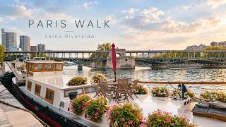 Paris Walk 🇫🇷 | From the Eiffel Tower Along the Seine | Natural Sounds | 4K