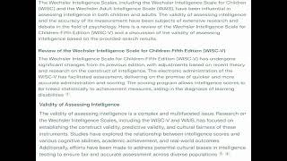 Review the Wechsler Intelligence Scale for Children Fifth Edition WISC V