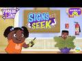 Phoebe &amp; Jay: Signs &amp; Seek Gameplay | Hide &amp; Seek  in Tobsy Towers + Learning Wayfinding Signs!
