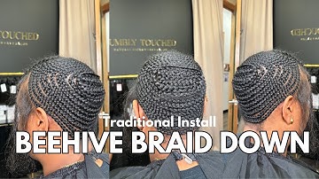 Beehive Braiding Tutorial | Middle Part Sew In Braid Pattern | Most Effective Braid Pattern