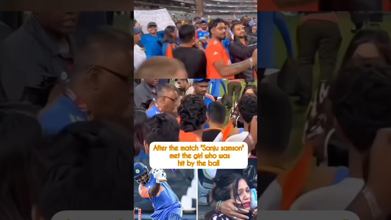 After the match "Sanju samson" met the girl who was hit by the ball, ❤️❤️ 
