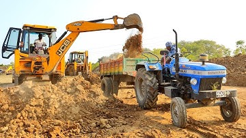 JCB 3DX Backhoe Loader Loading Mud Work By Sonalika tractor | tractor video | come to village|