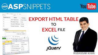 Export HTML Table to Excel file using jQuery