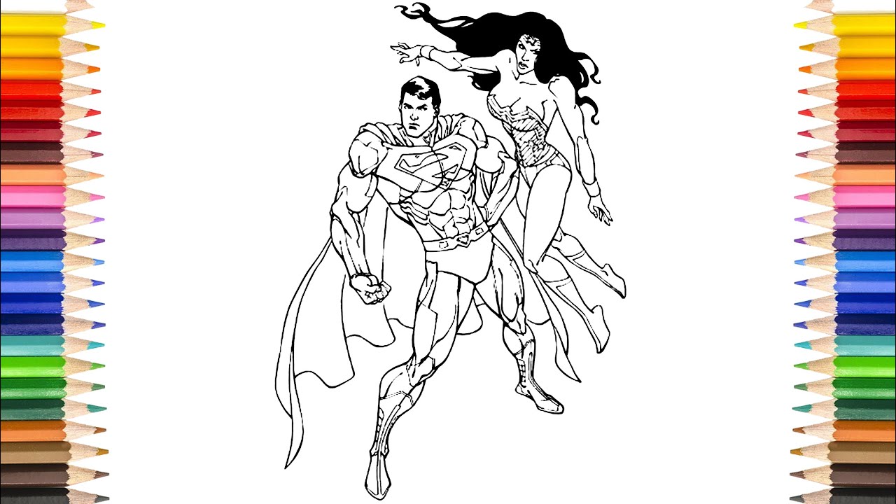 Download SUPERMAN With WONDER WOMAN Coloring Pages | DC Couple Super Wonder Coloring Pages - YouTube