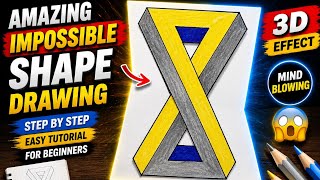 🤯 Impossible Penrose Triangle Drawing | Easy 3D Optical Illusion Drawing Step by Step