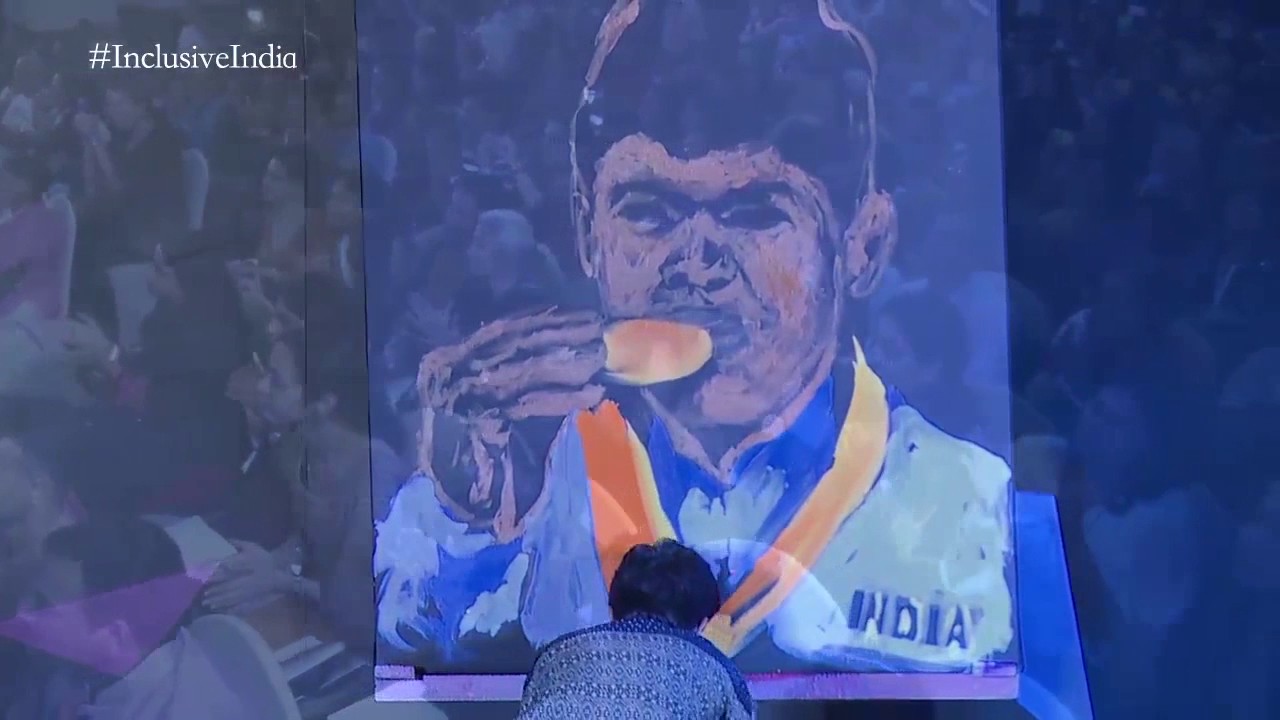 Paralympic Gold Medalist Mariappan speed painting by Vilas Nayak | IIS
