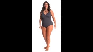 Gottex Plus Size Diamond In The Rough Surplice One Piece Swimsuit Swimoutlet