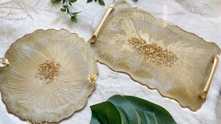 Gorgeous Gold Geode Resin Trays