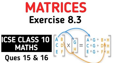 Matrices Class 10 ICSE | Ex 8.3 Q.No 15 & 16 ICSE Class 10 Matrices M L Aggarwal | ICSE Class 10