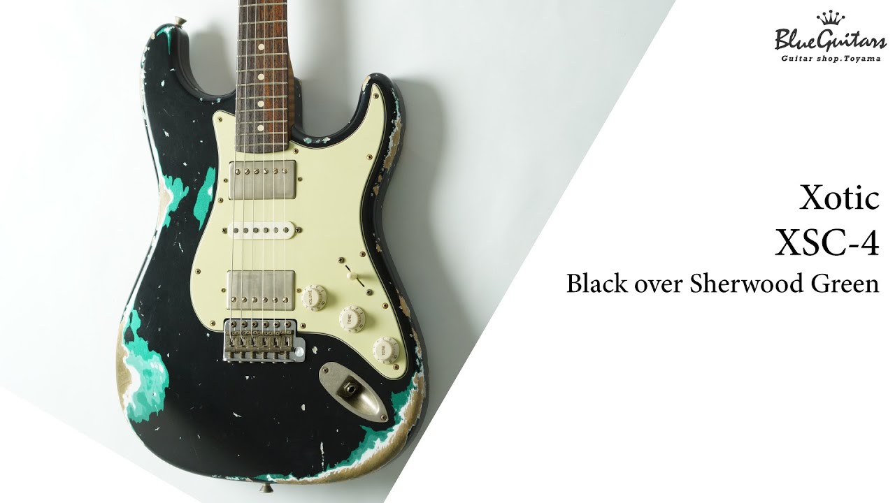 Xotic XSC-4 - Black over Sherwood Green Heavy Aged / Alder / RM-R