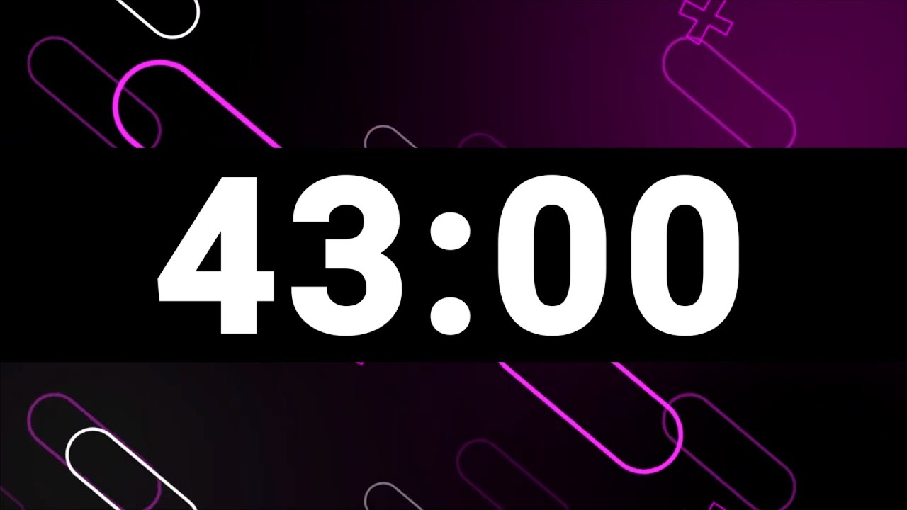 43 Minute Timer with Relaxing Upbeat Music and Alarm, Countdown Clock for Stress Relief