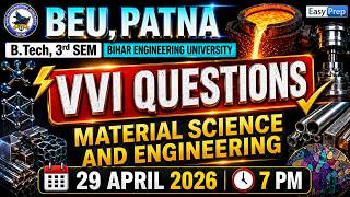 💥Material Science Engineering | B.tech 3rd Sem | VVI Question Series | Mechanical #beu #semester