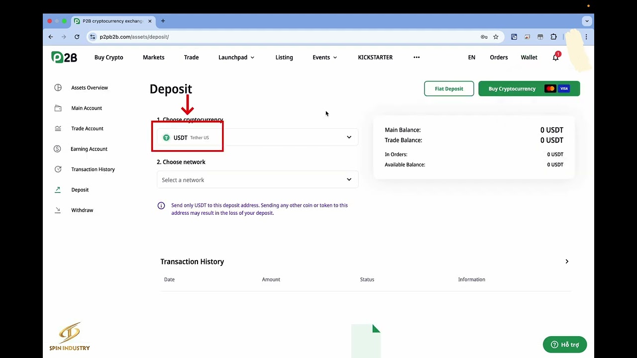 Guide to Deposit USDT & SPIN Token | Prepare for SPIN Listing on P2B