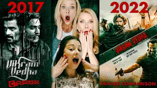 Vikram Vedha Trailer Comparison! Tamil | Hindi | 2017 vs 2022 | Grrls Edition! Hrithik Roshan