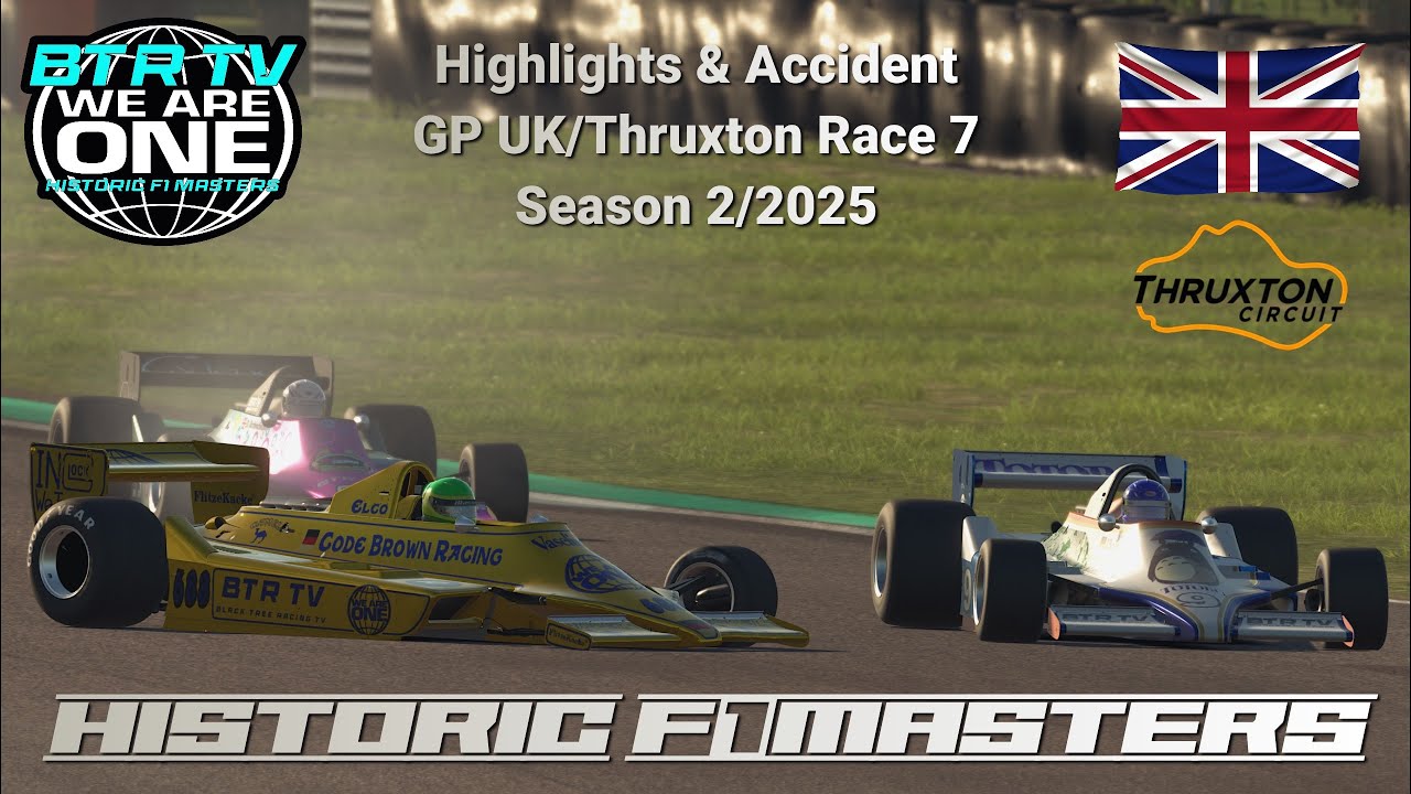 Highlights & Accidents Historic F1 Masters 2/2025 race 7 Thruxton - YouTube