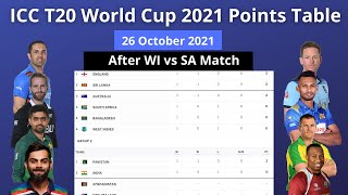 ICC T20 World Cup 2021 Points Table 26 october 2021| After WI vs SA Match| ICC T20 WC Points Table