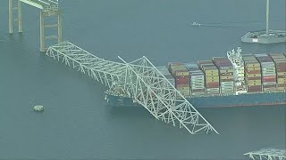 Francis Scott Key Bridge in Baltimore collapses after cargo ship crashes into support pillar