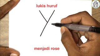 WOW! BELAJAR MELUKIS BUNGA ROSE DARI HURUF Y | cara melukis