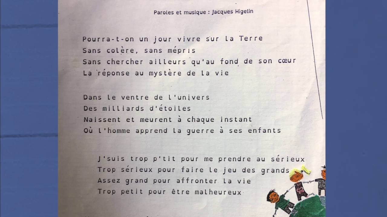 Jacques Higelin La Croisade Des Enfants Paroles