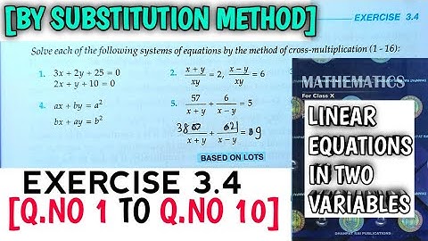 RD SHARMA CLASS 10 LINEAR IN TWO VARIABLES EXERCISE-3.4[Q.NO-1 TO 10] | MATH FEAR | CHAPTER 3 CBSE