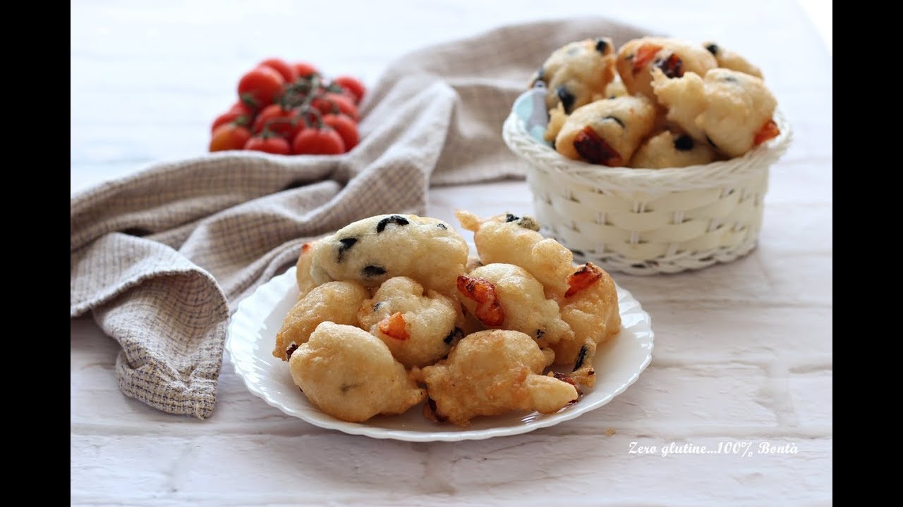 Pettole con olive e pomodorini - ricetta senza glutine