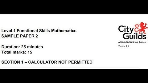 Functional Skills Maths L1 Sample Paper 2 City & Guilds (Complete)
