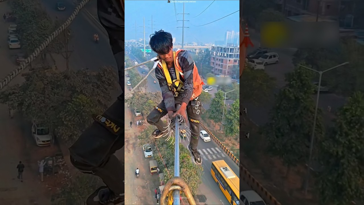 The boy is afraid of heights 🤯 #shortvideo