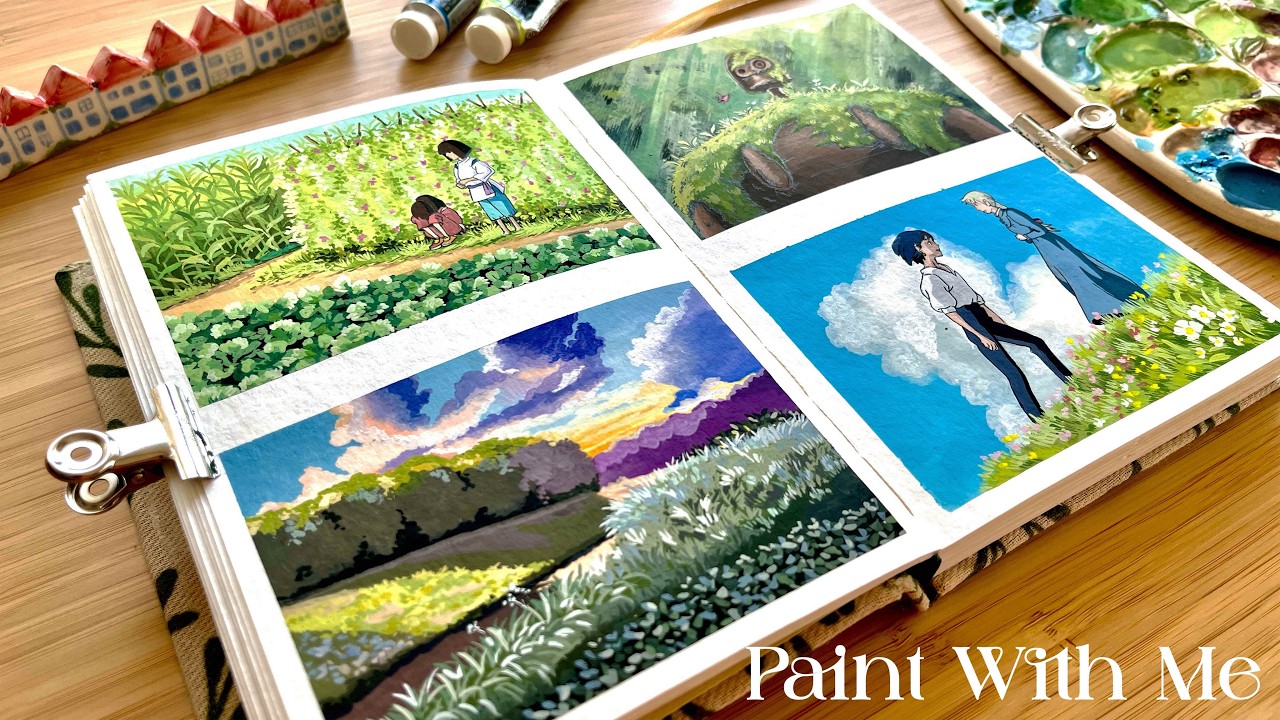 Paint With Me ⎥Studio Ghibli Landscape Gouache Painting + Relaxing Art 🌱
