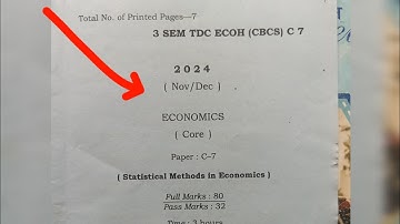 B.a 3rd Semester Major Economic Question Paper 2024 statistical methods in economics #kaushikjyoti20