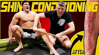 Ultra Painful SHIN CONDITIONING with UFC Fighter Stephen Wonderboy Thompson | Bodybuilder VS MMA