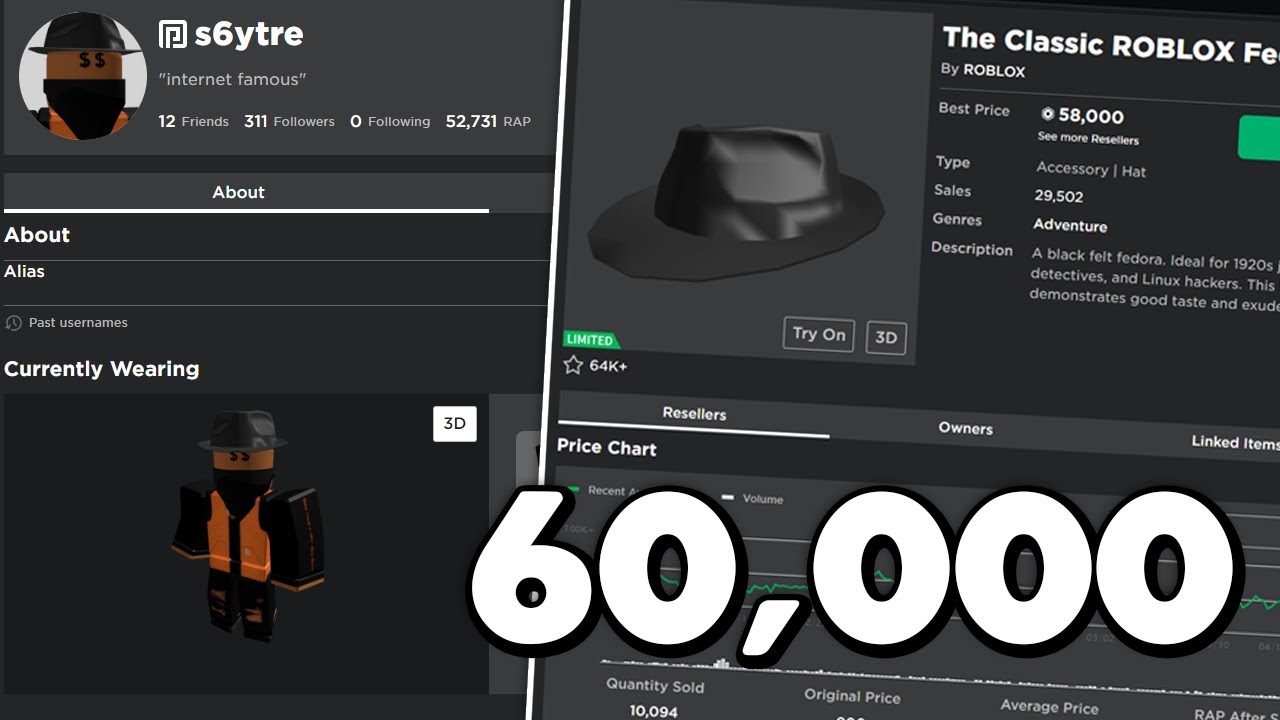 Giving My Friend 60 000 Robux On Roblox Youtube - sold a fedora for 60000 robux what should i do with all of