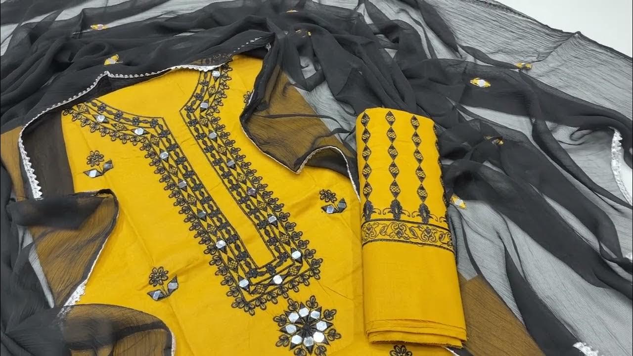 3pc_Dress Lawn_Embroidered_Mirror_Work Multan_Arts fashion 