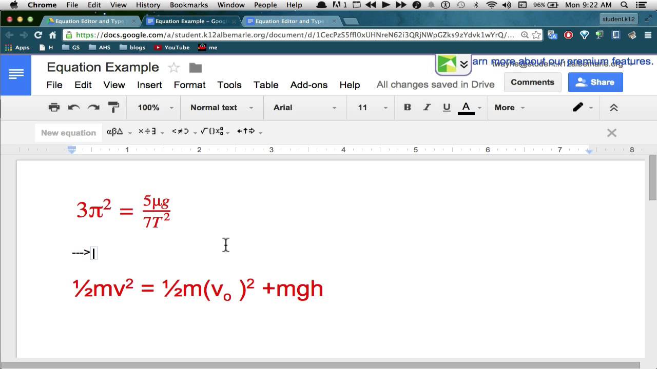 How to use the Google Docs Equation Editor