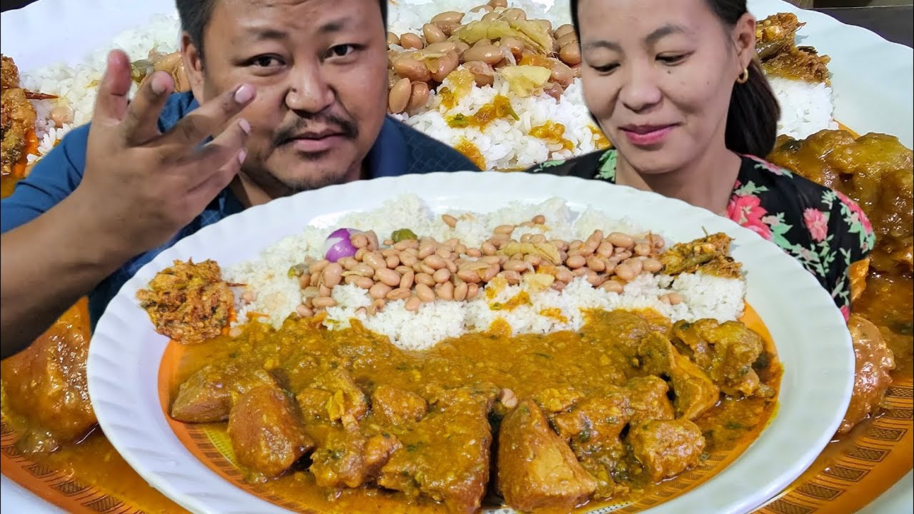 Masala Pork Curry | Kidney Beans | Chutney | Naga Mukbang 