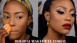 IN DEPTH FLAWLESS  HOLIDAY  FULL GLAM MAKEUP TUTORIAL *Beginner Friendly* #darkskin #brownskin screenshot 5