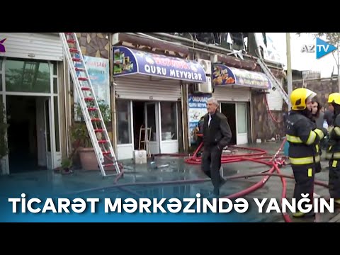 Bakıda ticarət mərkəzi yandı – Hadisə yerindən CANLI BAĞLANTI